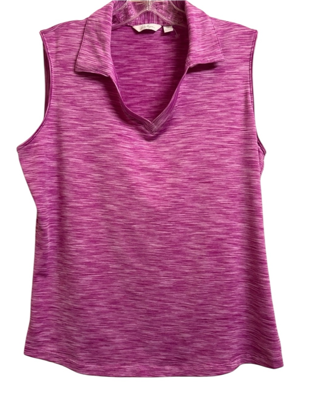 Lady Hagen top women's szmedium purple heathered polyester Collared Sleeveless